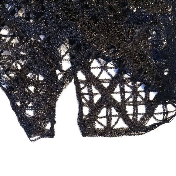 River Island NWT Black Metallic Premium Lace Caged Slim Pencil Skirt, Size 6 - Picture 5 of 9